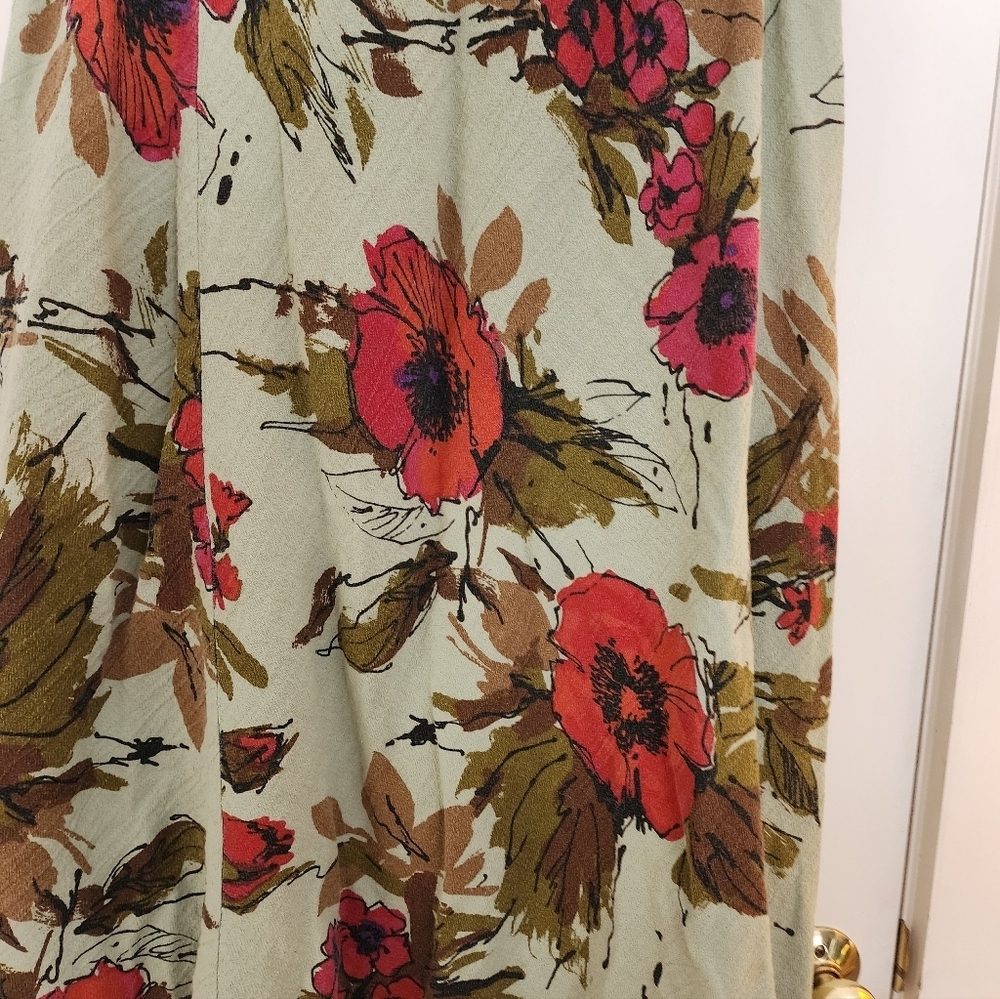 CMC color Me Cotton Floral Midi Skirt Size Xl Green Pink Floral Feminine Spring - Picture 6 of 8